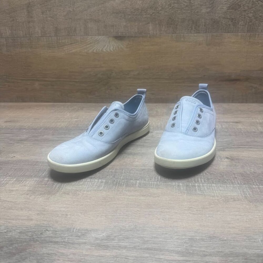 Ecco Light Blue Suede Slip On Sneakers Women's Size EU 36